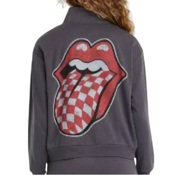 The Rolling Stones Official Merch Quarter Zip Sweatshirt Gray, size M - Picture 1 of 6